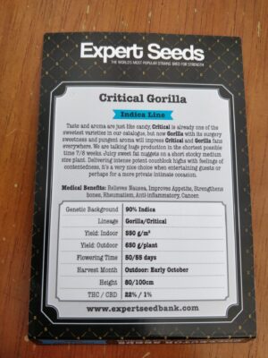 Vynikající semínka marihuany Critical Gorilla